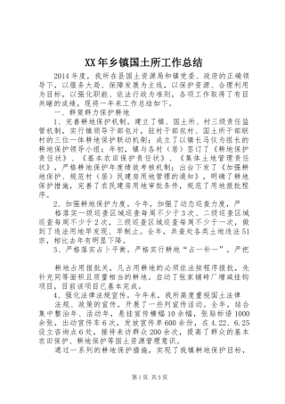 XX年乡镇国土所工作总结