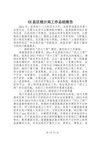XX县区统计局工作总结报告
