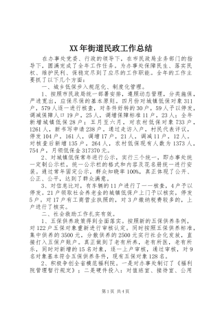 XX年街道民政工作总结 (3)