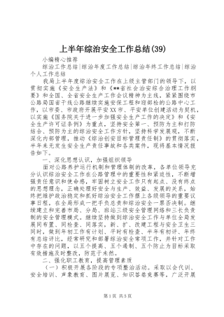 上半年综治安全工作总结(39)