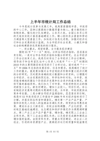 上半年市统计局工作总结