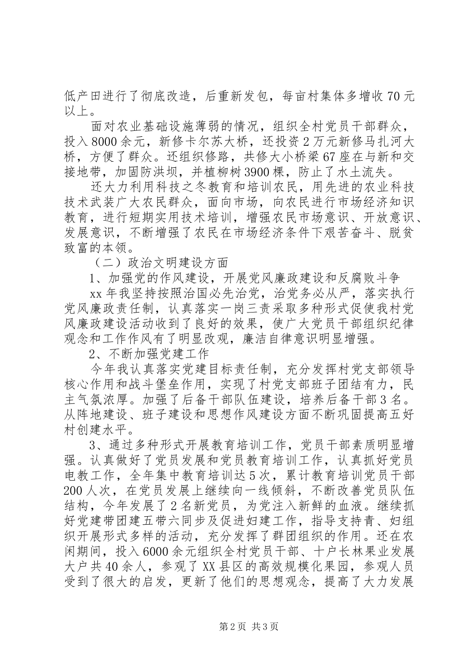 XX年村党支部书记下半年个人总结范文_第2页