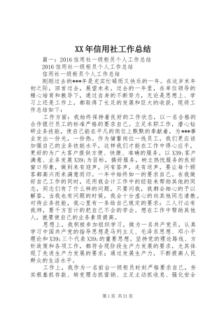 XX年信用社工作总结 (3)