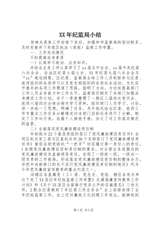 XX年纪监局小结
