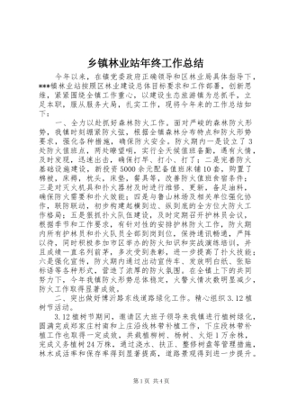 乡镇林业站年终工作总结