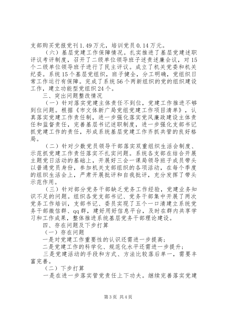 XX年上半年党建工作总结(文体新广局党组)_第3页