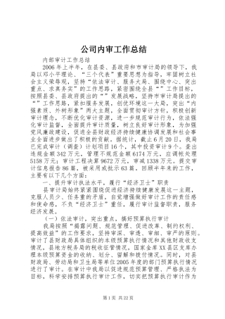公司内审工作总结