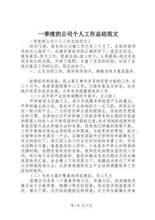 一季度的公司个人工作总结范文