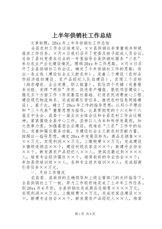 上半年供销社工作总结 (3)