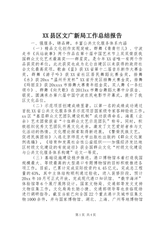 XX县区文广新局工作总结报告