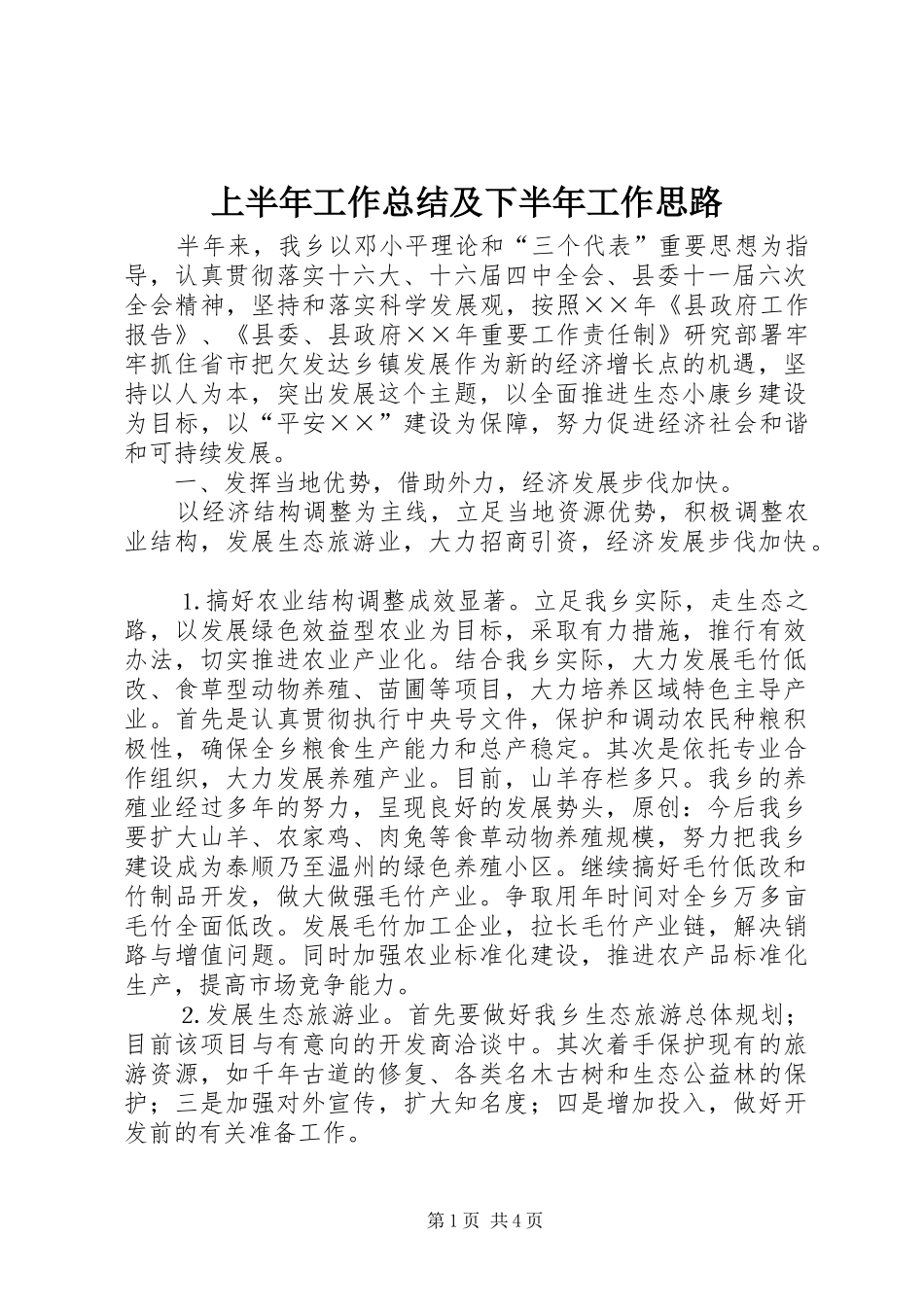 上半年工作总结及下半年工作思路_第1页
