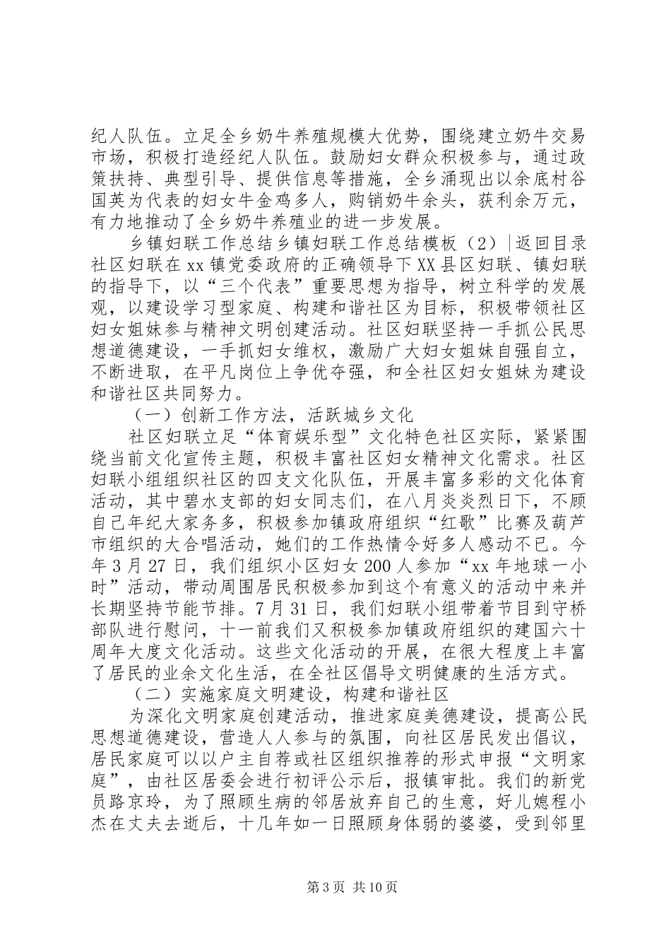 乡镇妇联工作总结模板3篇_第3页