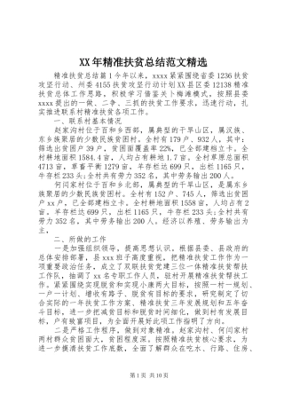 XX年精准扶贫总结范文精选 (3)