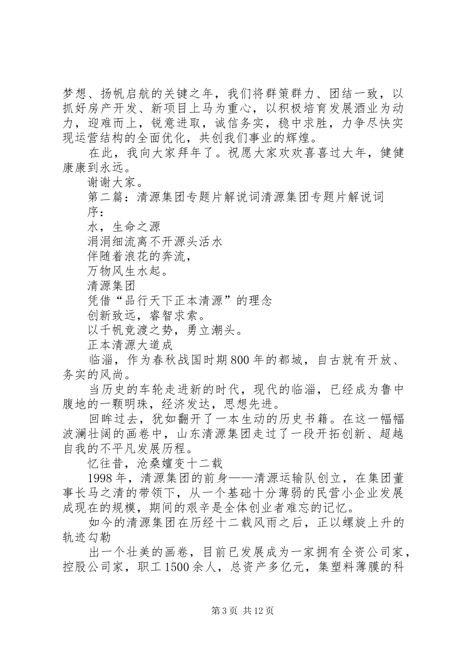 XX年源清集团工作总结及新年致辞_第3页