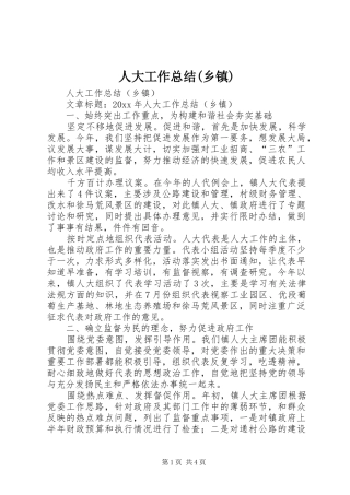 人大工作总结(乡镇)
