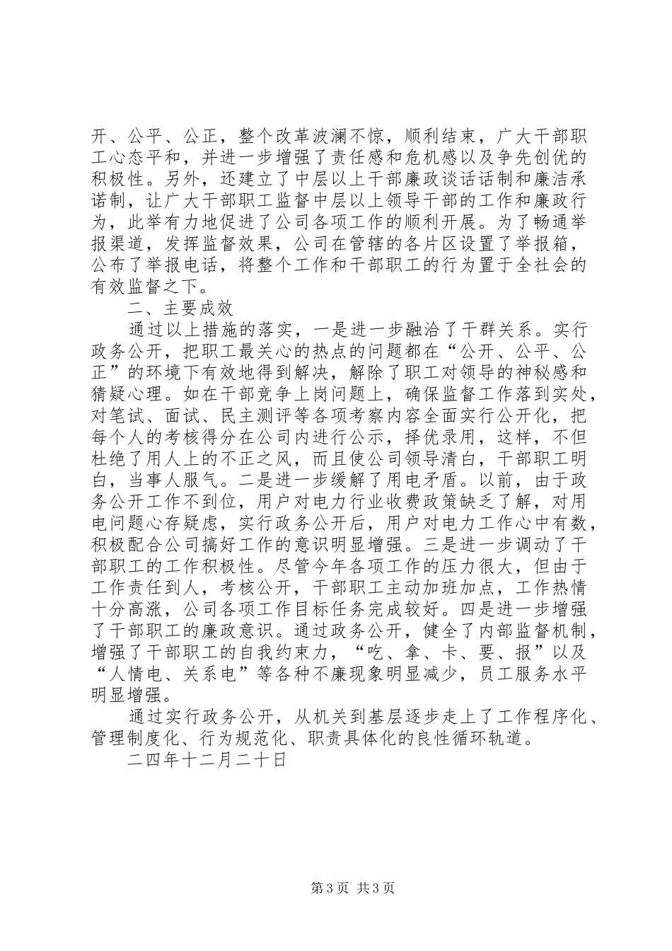 公司二○○四年厂（政）务公开工作总结_第3页