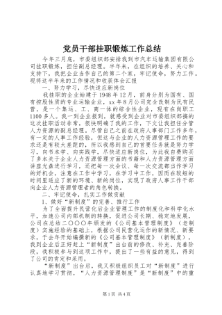 党员干部挂职锻炼工作总结 (3)