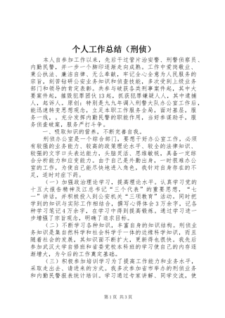 个人工作总结（刑侦）