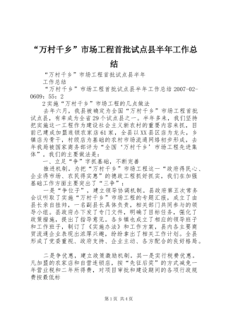 “万村千乡”市场工程首批试点县半年工作总结