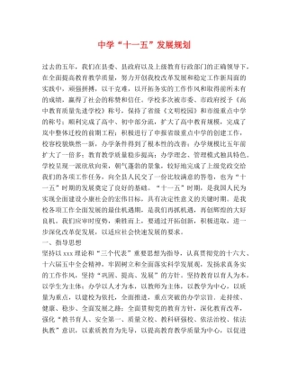 “十一五”发展规划 