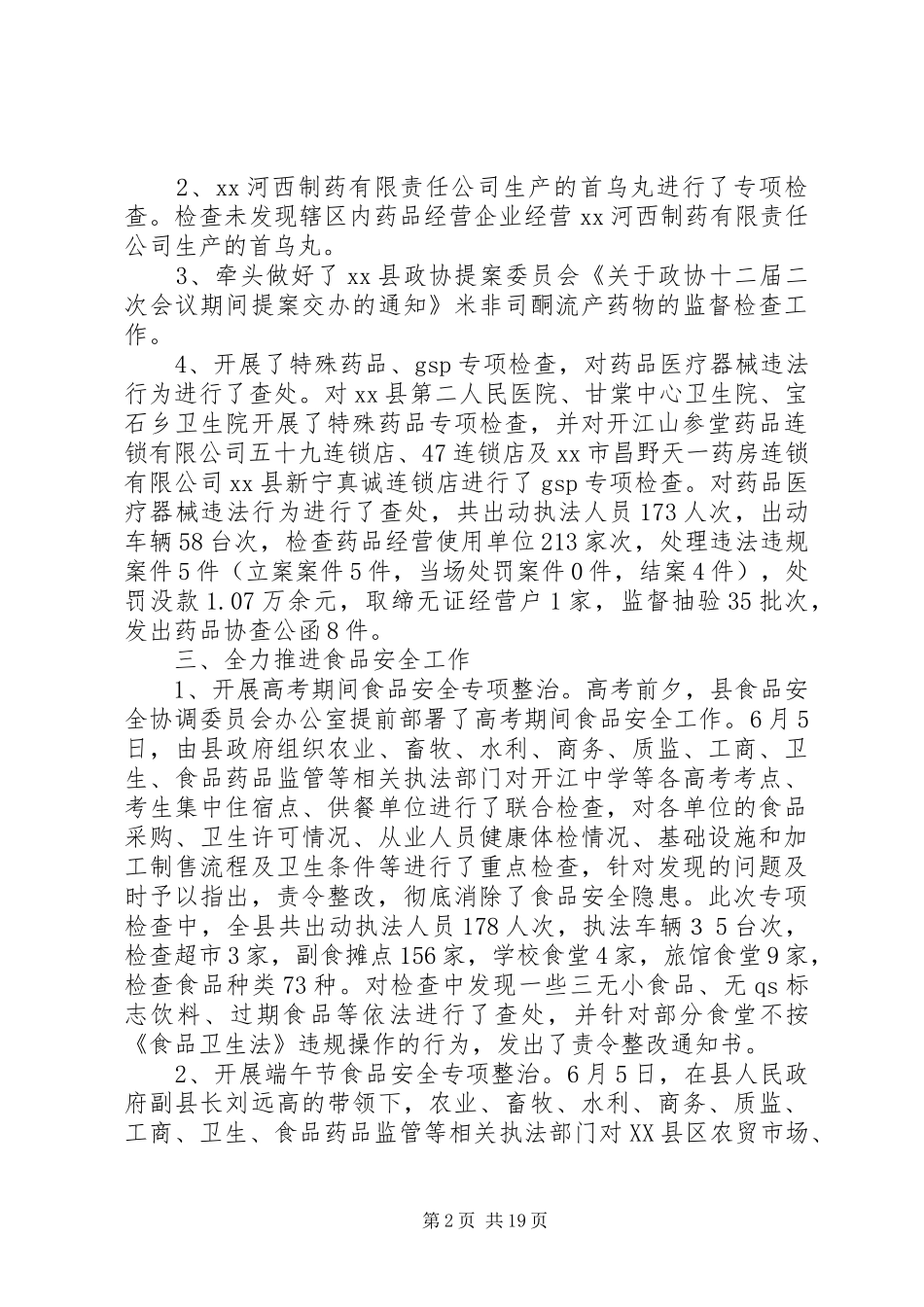 XX年食品药品工作总结范文4篇_第2页