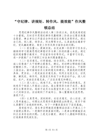 “守纪律、讲规矩、转作风、提效能”作风整顿总结