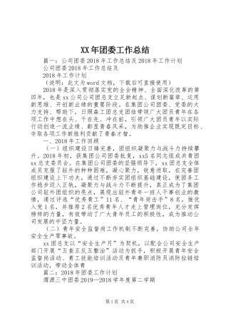 XX年团委工作总结 (14)