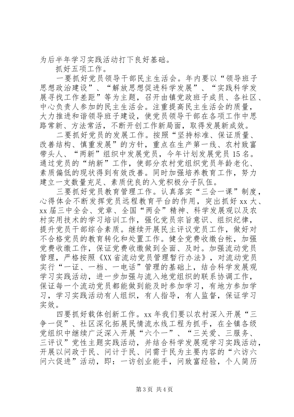 XX年基层党支部书记工作总结范文_第3页