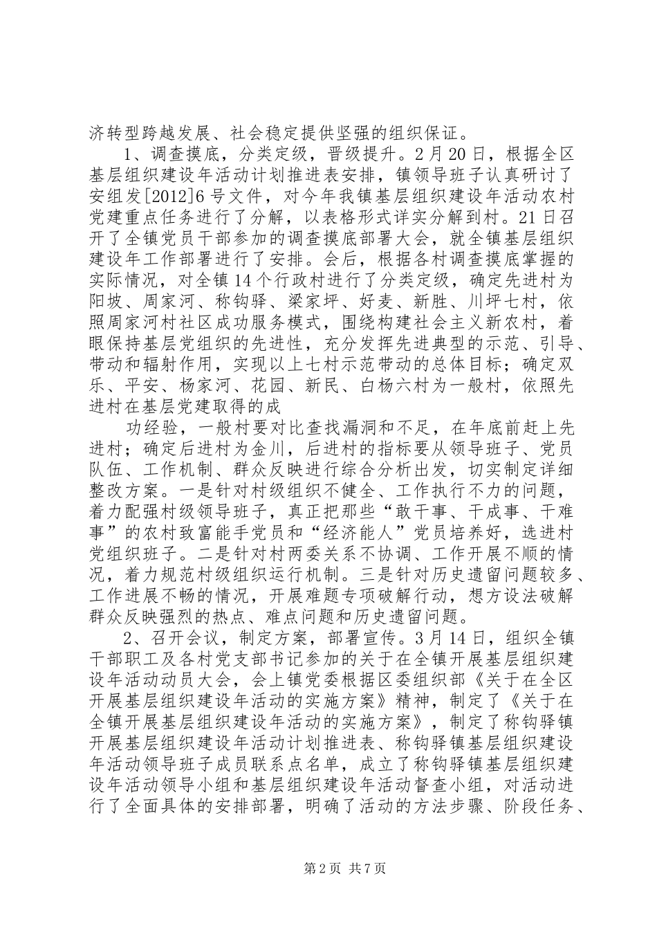 乡镇在创先争优活动中开展基层组织建设年的阶段总结 (3)_第2页