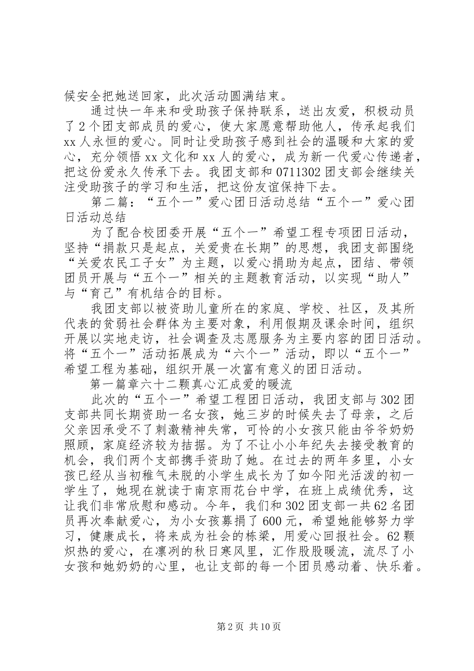 五个一希望工程专项团日活动总结_第2页