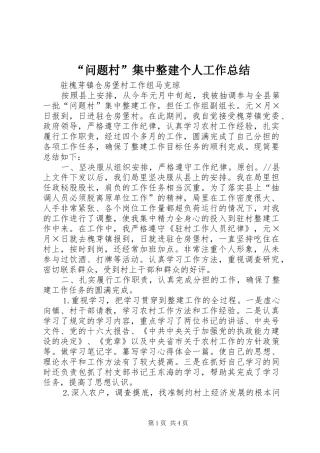 “问题村”集中整建个人工作总结