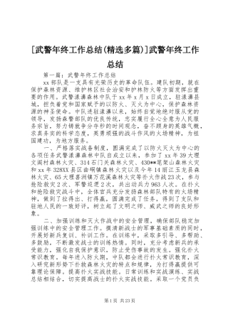 [武警年终工作总结(精选多篇)]武警年终工作总结