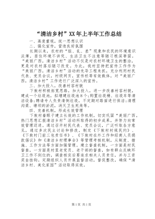 “清洁乡村”XX年上半年工作总结