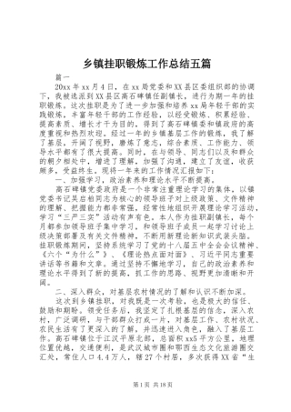 乡镇挂职锻炼工作总结五篇