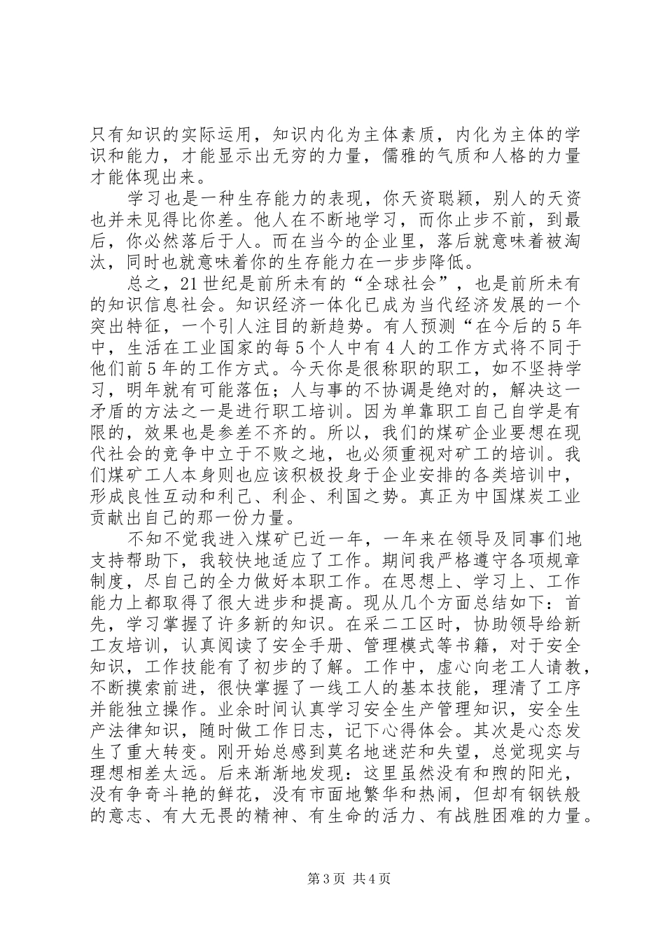 XX年煤矿工人工作总结 (3)_第3页