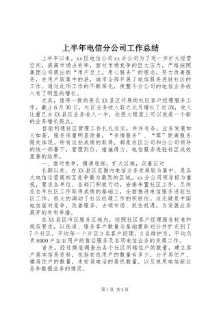 上半年电信分公司工作总结