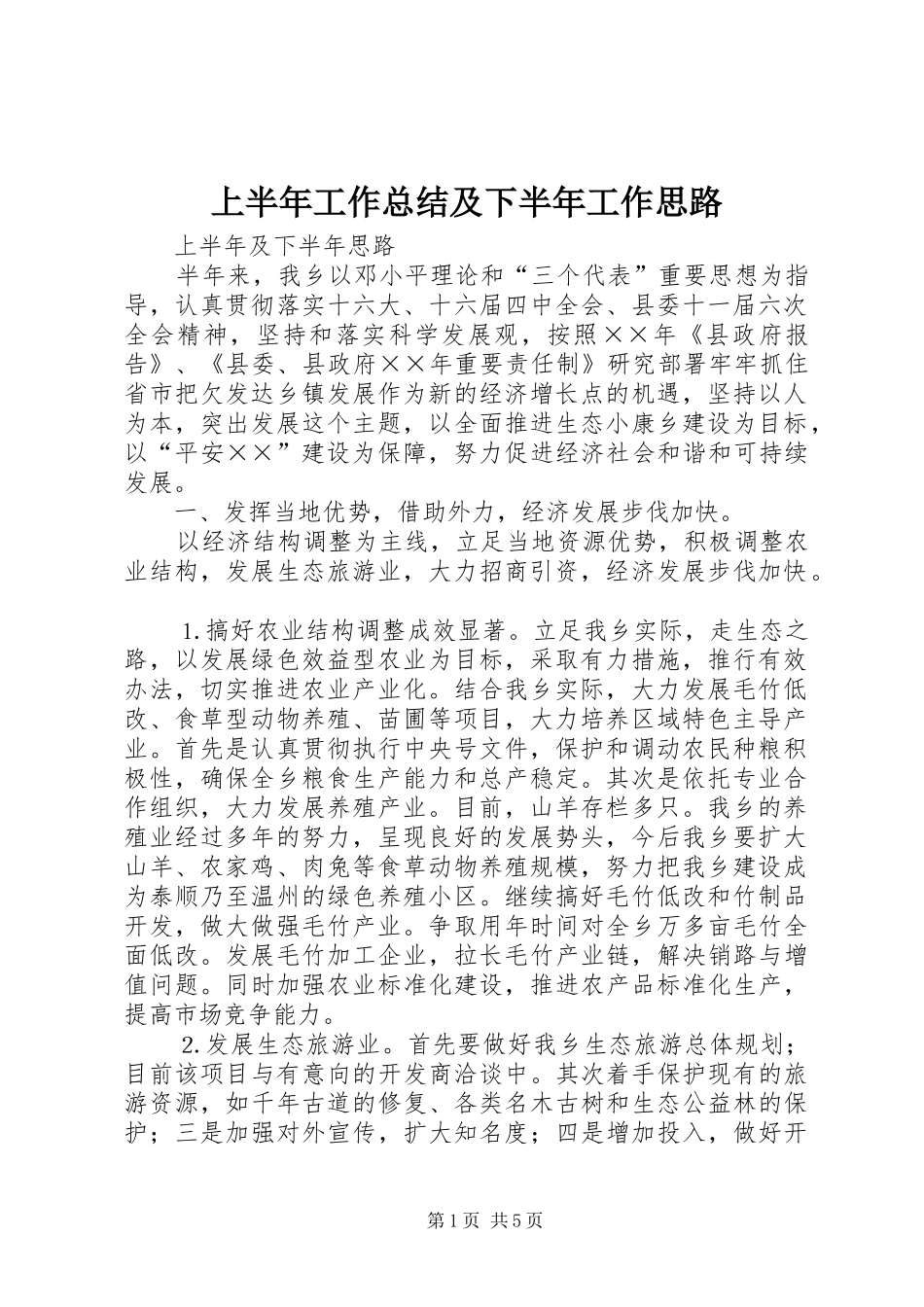 上半年工作总结及下半年工作思路 (3)_第1页