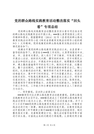 党的群众路线实践教育活动整改落实“回头看”专项总结 (3)
