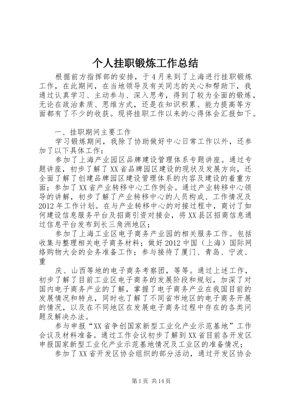 个人挂职锻炼工作总结_第1页