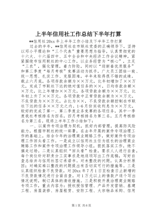 上半年信用社工作总结下半年打算