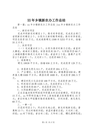 XX年乡镇新农办工作总结