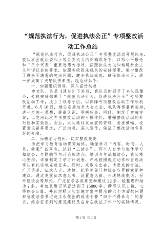 “规范执法行为，促进执法公正”专项整改活动工作总结
