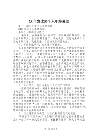 XX年发改局个人年终总结