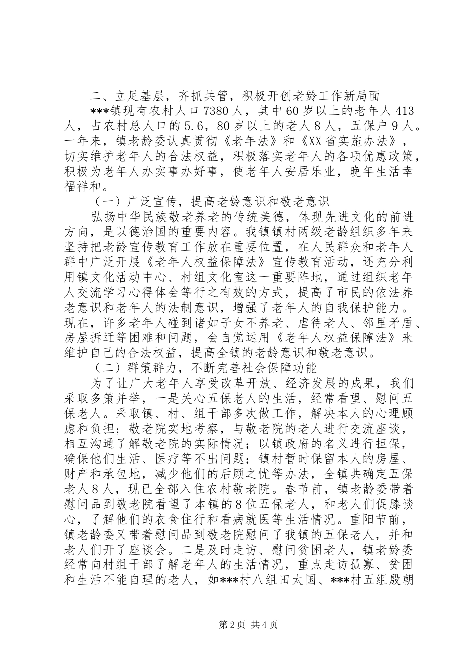XX镇老龄工作总结_第2页