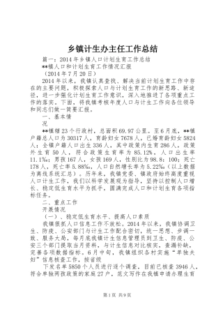 乡镇计生办主任工作总结