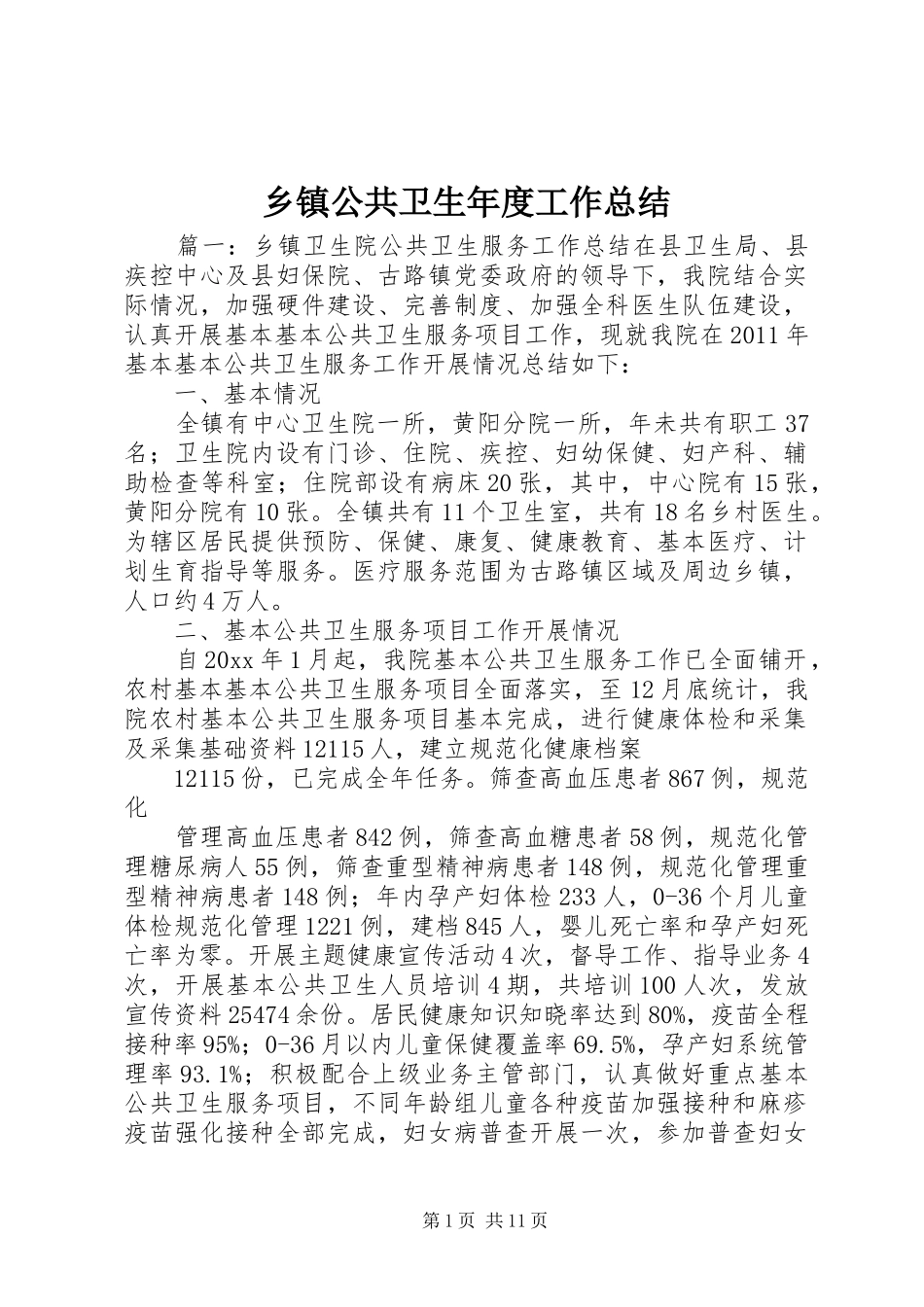 乡镇公共卫生年度工作总结_第1页