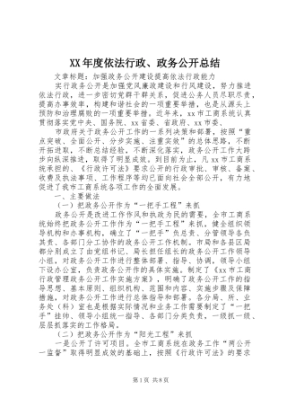 XX年度依法行政、政务公开总结