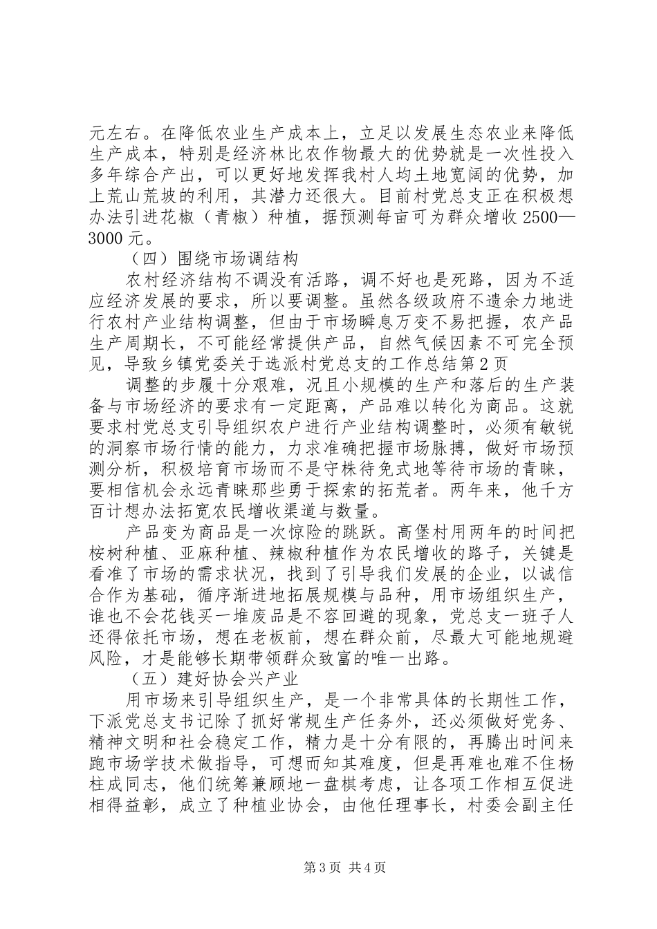 乡镇党委关于选派村党总支的工作总结_第3页
