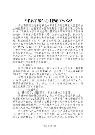 “千名干部”进村行动工作总结