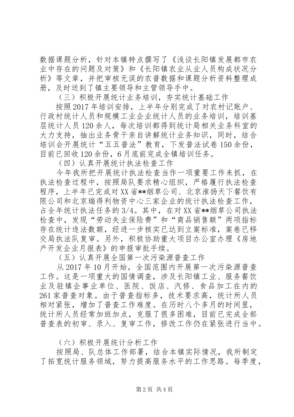 XX年度乡镇统计个人总结范文_第2页